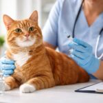 Ветеринар вакцинує кота в клініці — щеплення котів, ревакцинація та ветеринарний огляд перед вакцинацією
